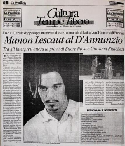 Giovanni Ribichesu press_Monon Lescaut al D'Annunzio_La Provincia-Cultura e tempo Libero